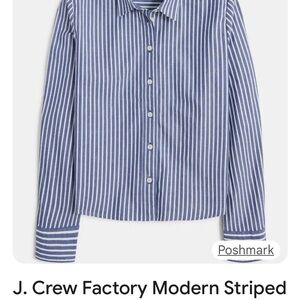 J. Crew Blue and White Stripe modern button up